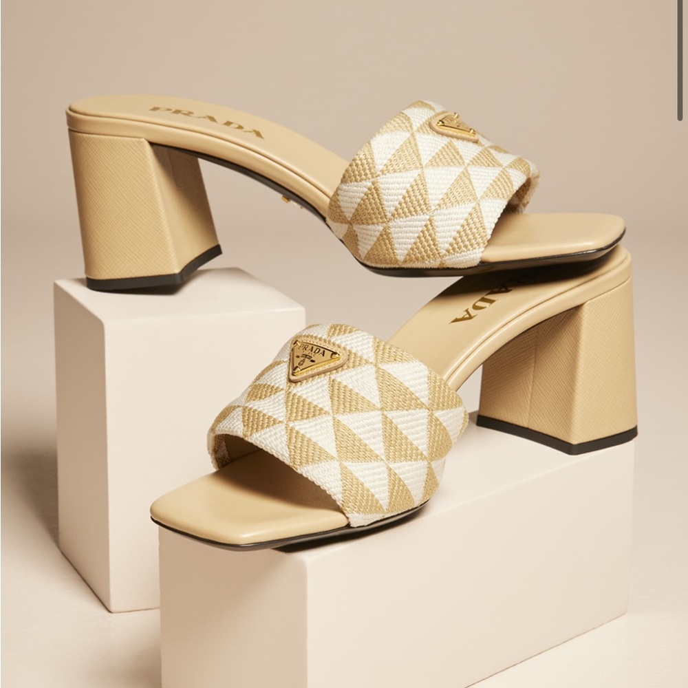 Prada Triangle Jacquard Slide Sandal size 38